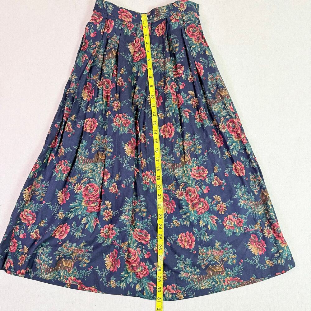 Vintage 90s Koret Floral Rose Midi Skirt Women's 4 Petite Romantic Button Front - Picture 8 of 14